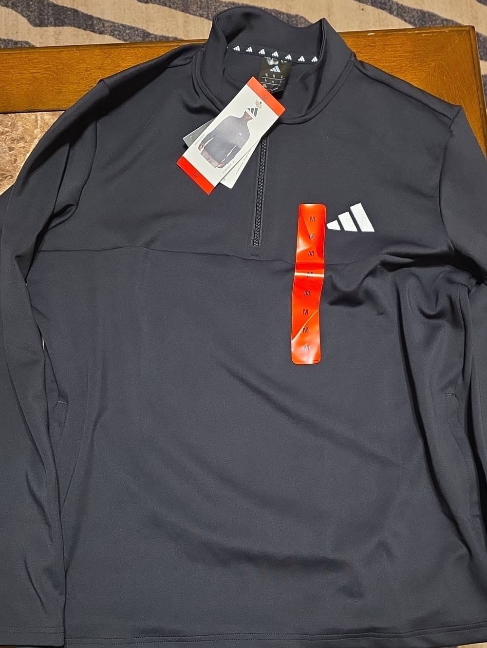 Adidas Black Quarter-Zip Pullover with White Logo
